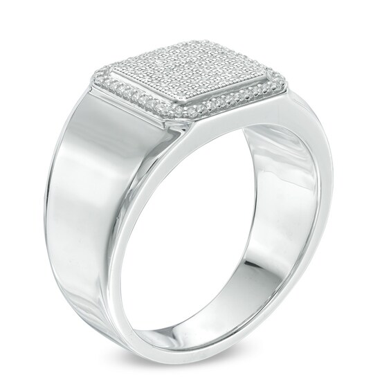 Previously Owned - 1/4 CT. T.w. Composite Diamond Square Frame Ring in Sterling Silver