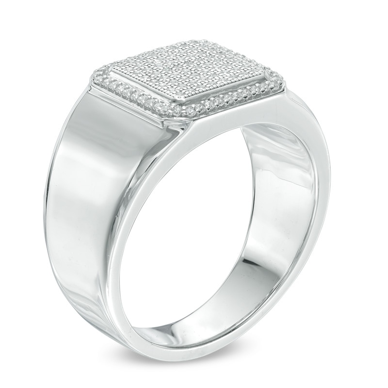 Main Image 2 of Previously Owned - 1/4 CT. T.W. Composite Diamond Square Frame Ring in Sterling Silver