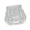Thumbnail Image 1 of Previously Owned - 1-1/2 CT. T.W. Diamond Cluster Double Square Frame Ring in Sterling Silver
