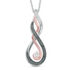 Thumbnail Image 1 of Previously Owned - Black and White Diamond Accent Ribbon Swirl Infinity Pendant in Sterling Silver and 10K Rose Gold