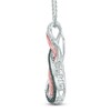Thumbnail Image 2 of Previously Owned - Black and White Diamond Accent Ribbon Swirl Infinity Pendant in Sterling Silver and 10K Rose Gold