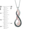 Thumbnail Image 3 of Previously Owned - Black and White Diamond Accent Ribbon Swirl Infinity Pendant in Sterling Silver and 10K Rose Gold