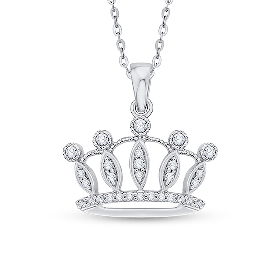 Previously Owned - 1/6 CT. T.w. Diamond Crown Pendant in 10K White Gold