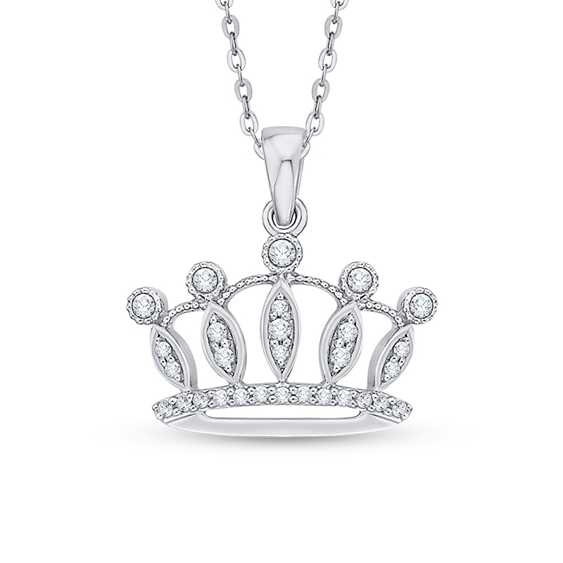 Main Image 1 of Previously Owned - 1/6 CT. T.W. Diamond Crown Pendant in 10K White Gold