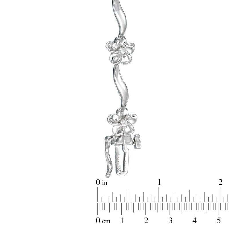 Main Image 2 of Previously Owned - 1/10 CT. T.W. Diamond Wave Flower Bracelet in 10K White Gold