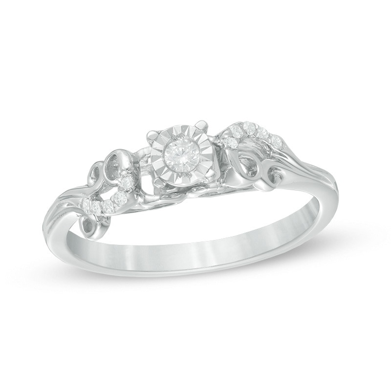 Main Image 1 of Previously Owned - 1/10 CT. T.W. Diamond Promise Ring in Sterling Silver