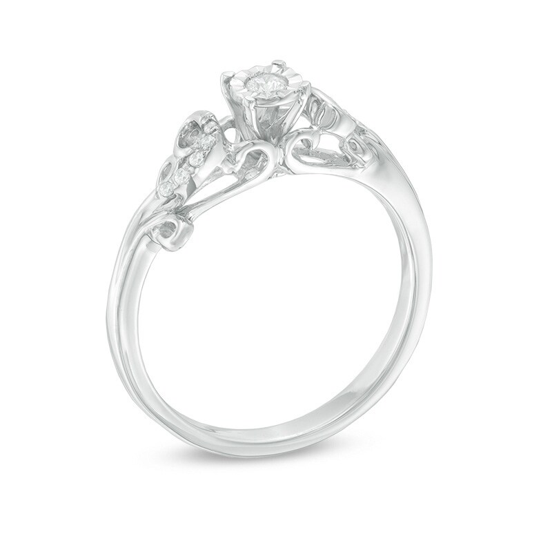 Main Image 2 of Previously Owned - 1/10 CT. T.W. Diamond Promise Ring in Sterling Silver