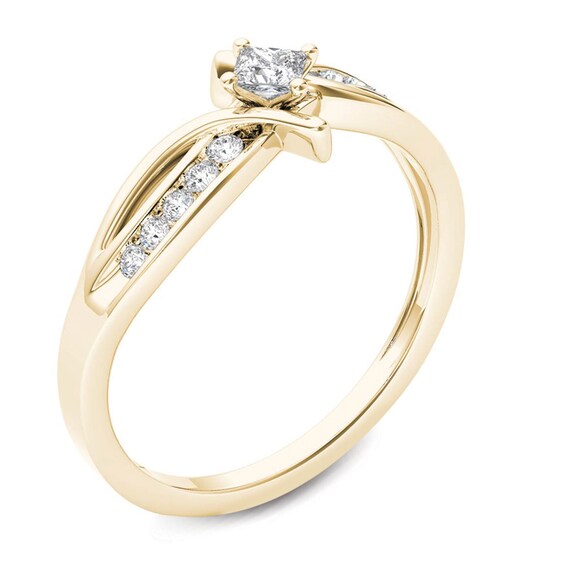 Previously Owned - 1/4 CT. T.w. Princess-Cut Diamond Bypass Promise Ring in 14K Gold