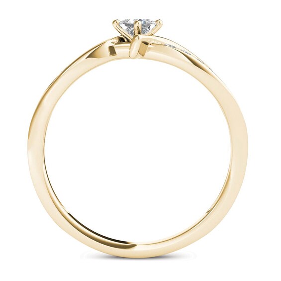 Previously Owned - 1/4 CT. T.w. Princess-Cut Diamond Bypass Promise Ring in 14K Gold