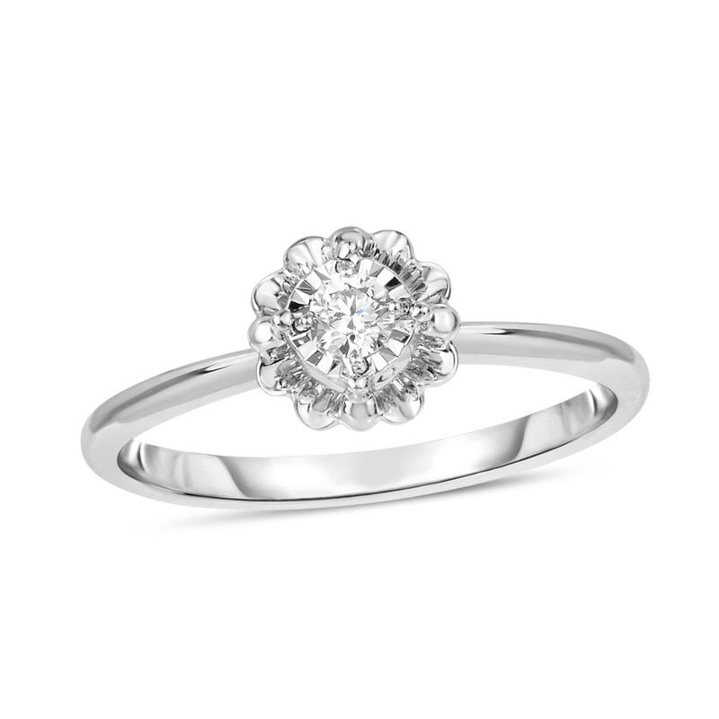 Main Image 1 of Previously Owned - Diamond Accent Solitaire Frame Promise Ring in 10K White Gold