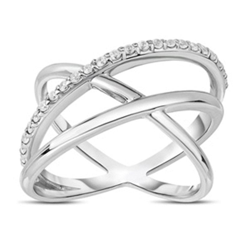 Main Image 1 of Previously Owned - 1/5 CT. T.W. Diamond Three Loop Ring in Sterling Silver