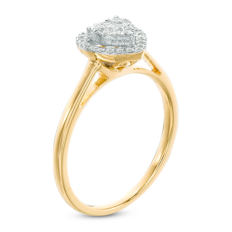 Main Image 2 of Previously Owned - 1/4 CT. T.W. Composite Diamond Heart Frame Promise Ring in 10K Gold