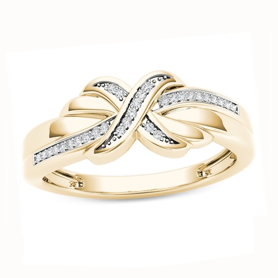 Previously Owned - 1/15 CT. T.w. Diamond "X" Ring in 10K Gold