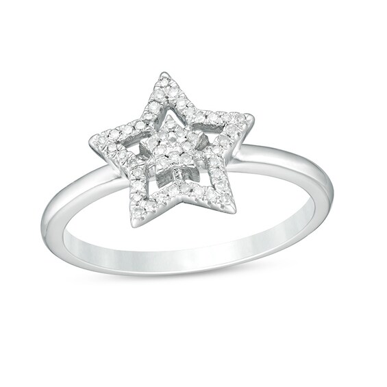 Previously Owned - 1/6 CT. T.w. Diamond Double Star Ring in 10K White Gold