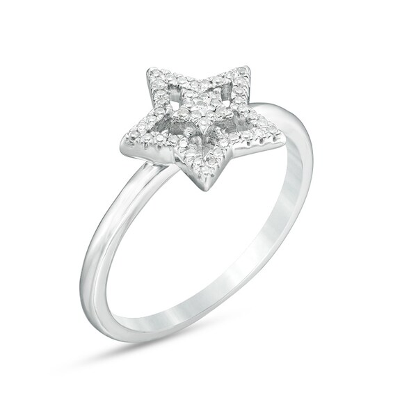 Previously Owned - 1/6 CT. T.w. Diamond Double Star Ring in 10K White Gold