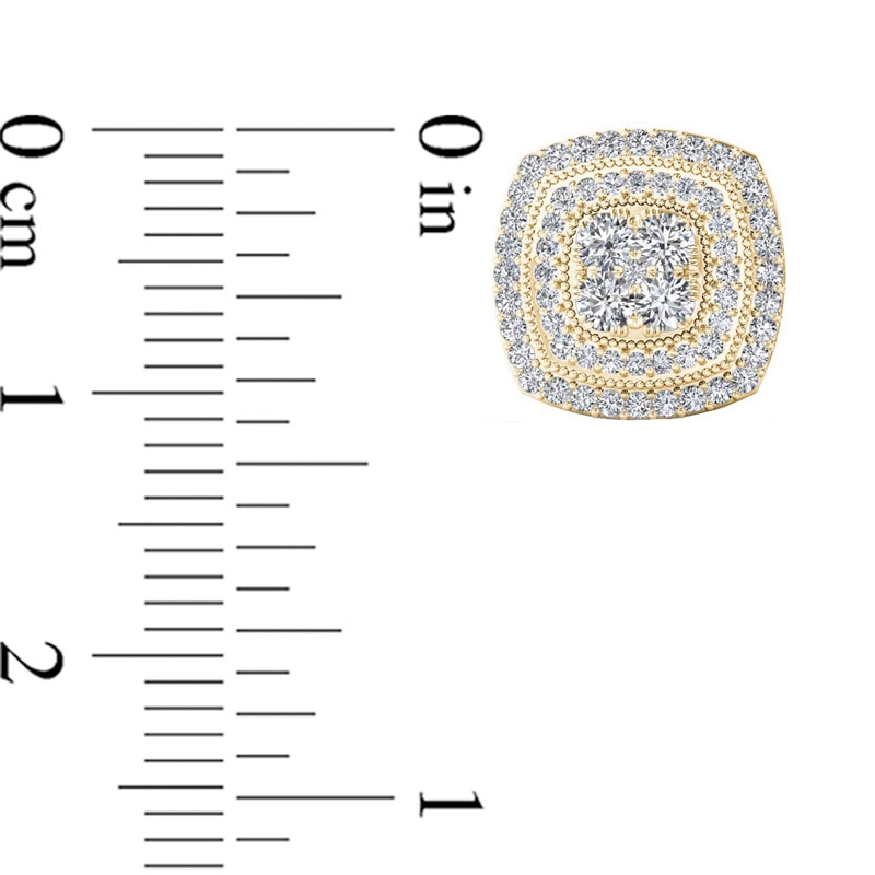 Main Image 2 of Previously Owned - 1/2 CT. T.W. Composite Diamond Vintage-Style Double Cushion Frame Stud Earrings in 10K Gold