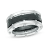 Previously Owned - Men's 10.0mm Hammered Center With Rivets Wedding Band In Two-Tone Stainless Steel