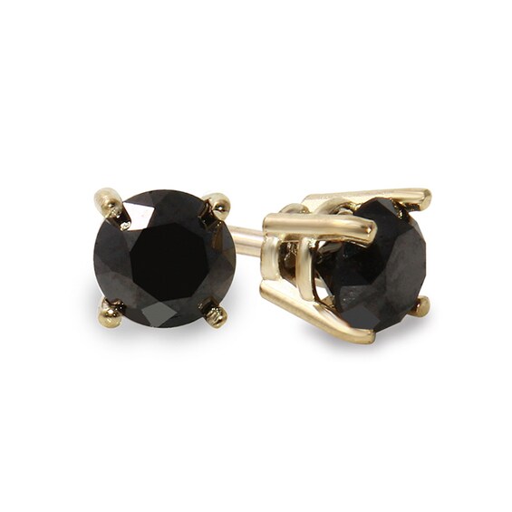 Previously Owned - 7/8 CT. T.w. Black Diamond Solitaire Stud Earrings in 10K Gold