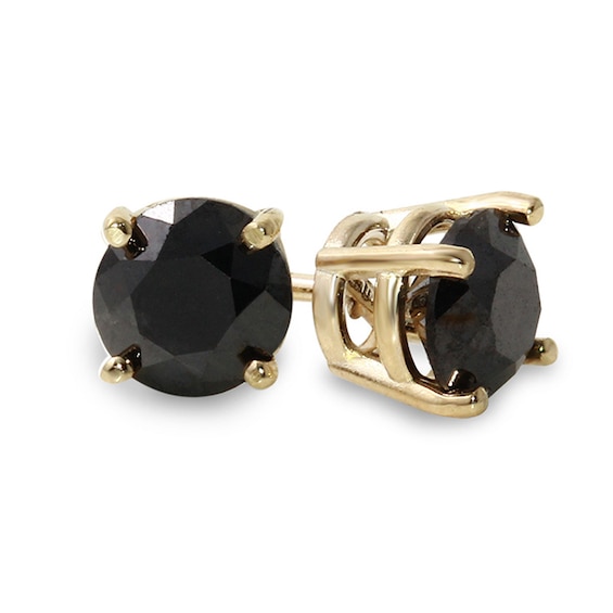Previously Owned - 5 CT. T.w. Black Diamond Solitaire Stud Earrings in 14K Gold