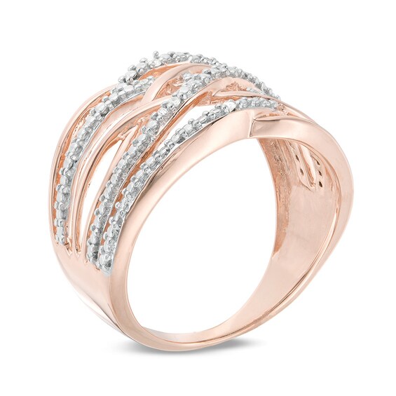 Previously Owned - Diamond Accent Layered Crossover Ring in Sterling Silver with 14K Rose Gold Plate
