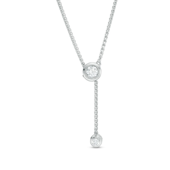 Previously Owned - 1/3 CT. T.w. Diamond Lariat Necklace in Sterling Silver - 26"