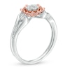 Thumbnail Image 2 of Previously Owned - 1/8 CT. T.W. Composite Diamond Flower Promise Ring in Sterling Silver with 10K Rose Gold Plate