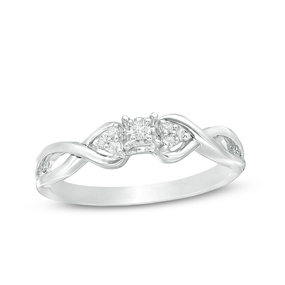 Previously Owned - 1/15 CT. T.w. Diamond Tri-Sides Infinity Shank Promise Ring in Sterling Silver