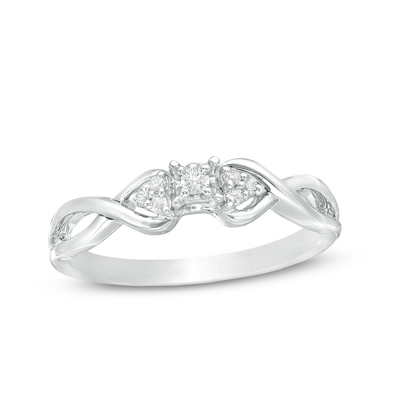 Main Image 1 of Previously Owned - 1/15 CT. T.W. Diamond Tri-Sides Infinity Shank Promise Ring in Sterling Silver