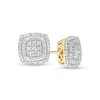 Thumbnail Image 1 of Previously Owned - 3/8 CT. T.W. Composite Diamond Double Cushion Frame Stud Earrings in 10K Gold