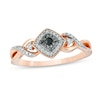 Previously Owned - 1/10 CT. T.w. Black And White Diamond Tilted Square Frame Promise Ring In 10K Rose Gold