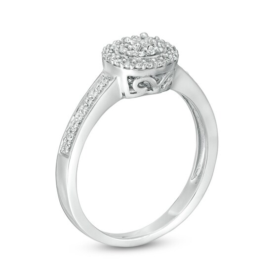 Previously Owned - 1/5 CT. T.w. Diamond Double Frame Promise Ring in Sterling Silver