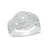 Thumbnail Image 1 of Previously Owned - 1 CT. T.W. Composite Diamond Three Stone Swirl Bypass Ring in Sterling Silver