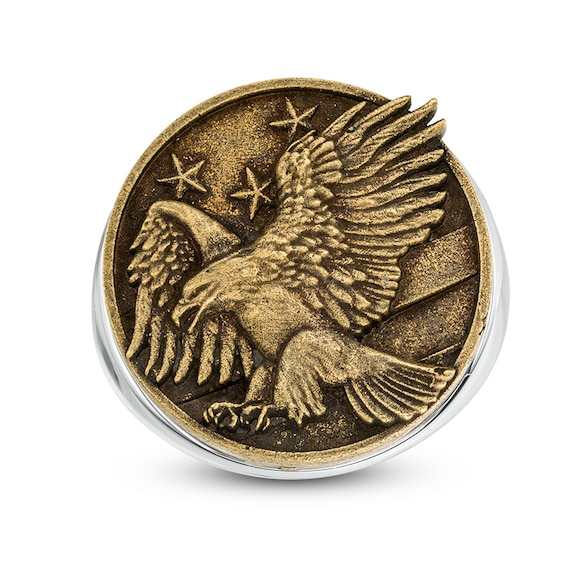 Previously Owned - Flying Eagle Antique-Finished Signet Ring in Sterling Silver and Bronze