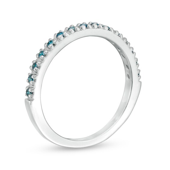 Previously Owned - 1/8 CT. T.w. Blue Diamond Anniversary Band in 14K White Gold