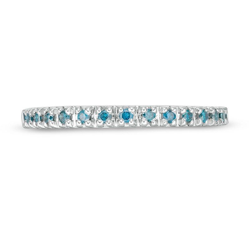 Main Image 4 of Previously Owned - 1/8 CT. T.W.  Blue Diamond Anniversary Band in 14K White Gold