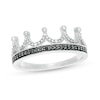 Thumbnail Image 1 of Previously Owned - 1/20 CT. T.W.  Black and White Diamond Crown Ring in Sterling Silver