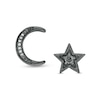 Previously Owned - Black and White Diamond Accent Moon/Star Mismatch Stud Earrings in Sterling Silver with Black Rhodium