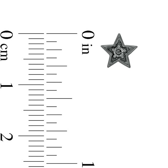Previously Owned - Black and White Diamond Accent Moon/Star Mismatch Stud Earrings in Sterling Silver with Black Rhodium