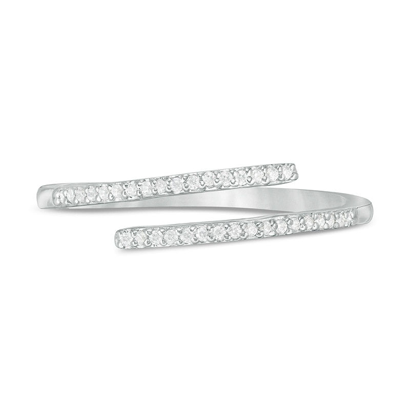 Main Image 4 of Previously Owned - 1/10 CT. T.W. Diamond Wrap Ring in Sterling Silver