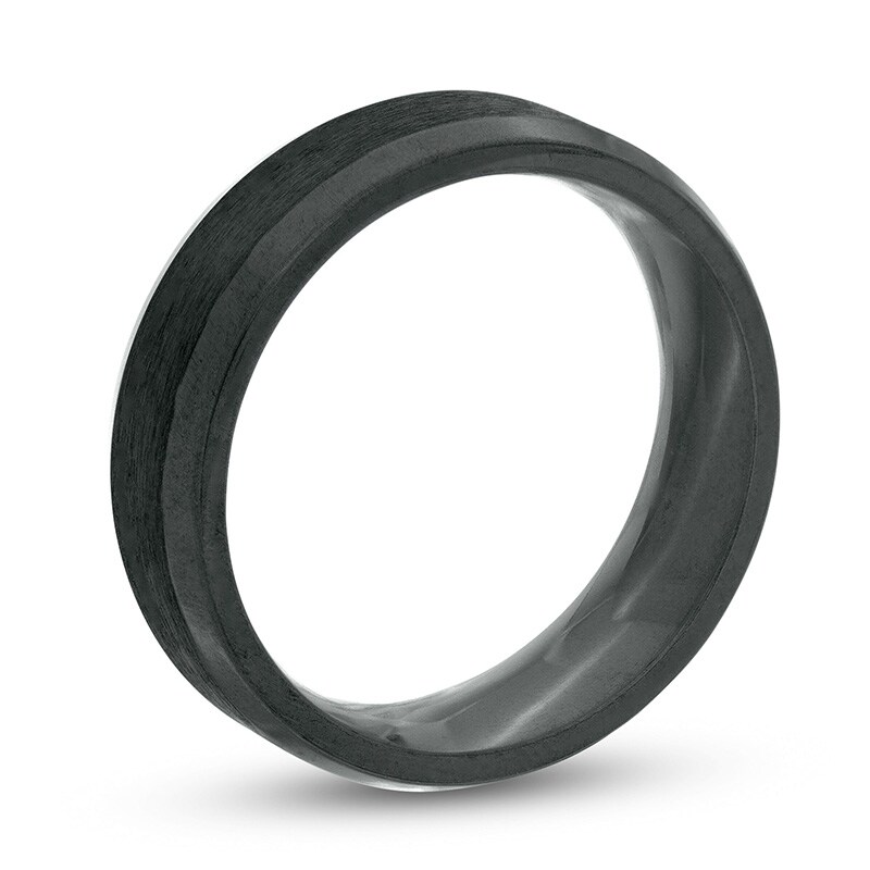 Main Image 3 of Previously Owned - 7.0mm Satin center Bevelled Edge Comfort-Fit Band in Black Titanium