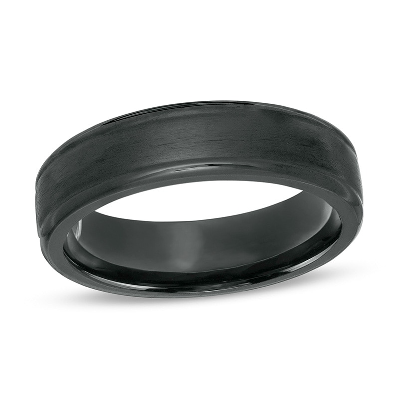 Main Image 1 of Previously Owned - 6.0mm Satin Comfort-Fit Band in Black Titanium