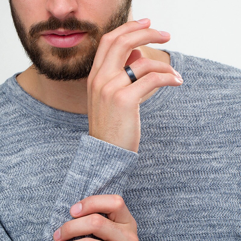 Main Image 2 of Previously Owned - 6.0mm Satin Comfort-Fit Band in Black Titanium