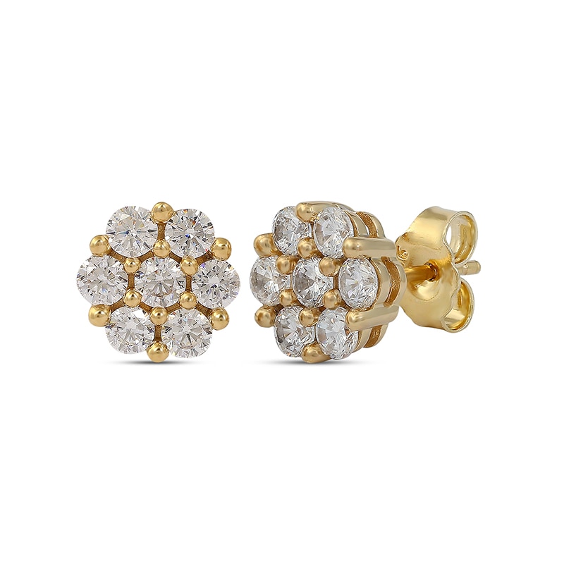 Main Image 1 of Previously Owned - 1 CT. T.W. Composite Diamond Flower Stud Earrings in 10K Gold