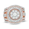 Thumbnail Image 1 of Previously Owned - 2-1/4 CT. T.W. Multi-Diamond Frame Multi-Row Vintage-Style Three Piece Bridal Set in 10K Rose Gold