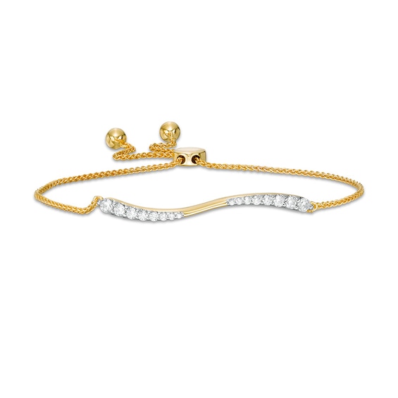 Previously Owned - 1/2 CT. T.w. Journey Diamond Sideways Bolo Bracelet in 10K Gold - 8.0"