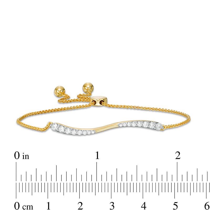 Main Image 3 of Previously Owned - 1/2 CT. T.W. Journey Diamond Sideways Bolo Bracelet in 10K Gold - 8.0"