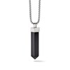 Thumbnail Image 1 of Previously Owned - Bulova Jewelry Onyx Obelisk Pendant in Stainless Steel - 28"