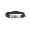 Thumbnail Image 1 of Previously Owned - Bulova Jewelry 1.57mm Black Leather Bracelet with Stainless Steel Clasp - 8.5&quot;
