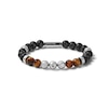 Thumbnail Image 1 of Previously Owned - Bulova Jewelry 8.3mm Tiger's Eye, Lava Stone and Stainless Steel Bead Bracelet - 7.75"