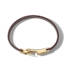 Thumbnail Image 2 of Previously Owned - Bulova Jewelry 1.57mm Brown Leather Bracelet with Yellow IP Stainless Steel Clasp - 8.5"
